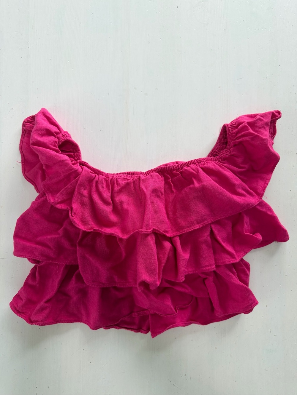 ASTR the Label Pink Ruffle Linen Blend Top Size S